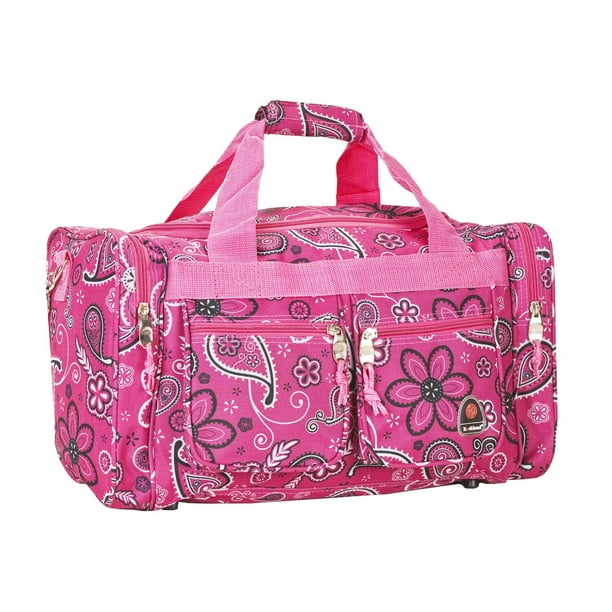 1pc Black Bandana Carry Duffle Bag Pink Paisley Duffel Travel Polyester Motif Floral Tote Stylish 